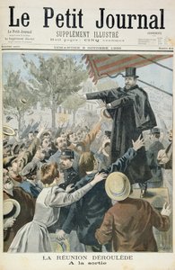 デルーレとの出会いを描いたタイトルページ、ルプティジャーナルのイラスト入りサプリメントのイラスト、1898年10月9日（カラーリソ）